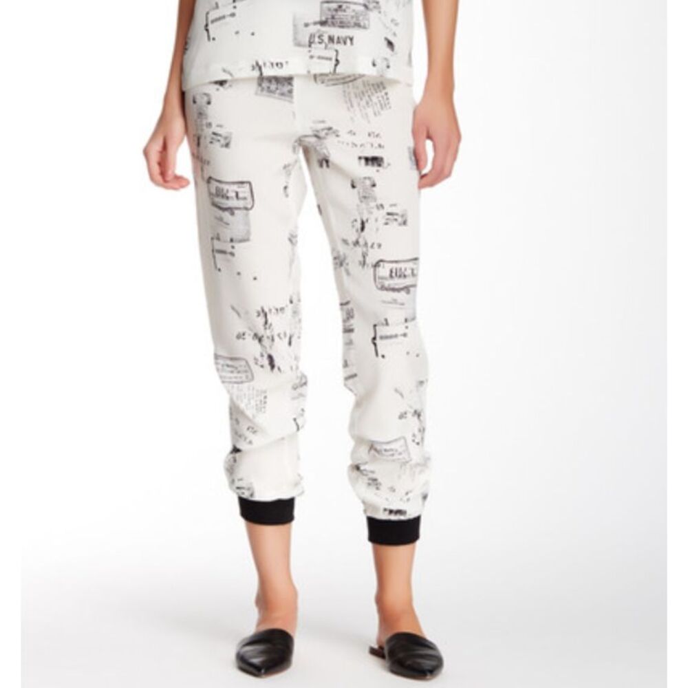 NWT $325 Tibi Stencil Print Track Pajama Pants‎ 100% Silk [SZ XS] #B434
